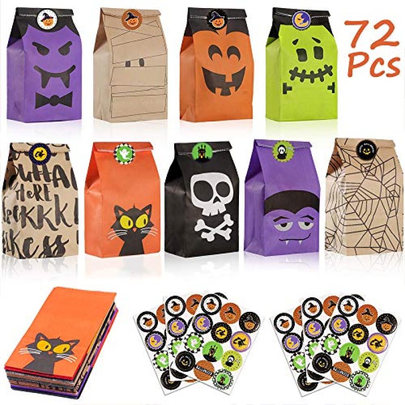 Viccess 72Pcs Paper Halloween Treat Bags with 72…