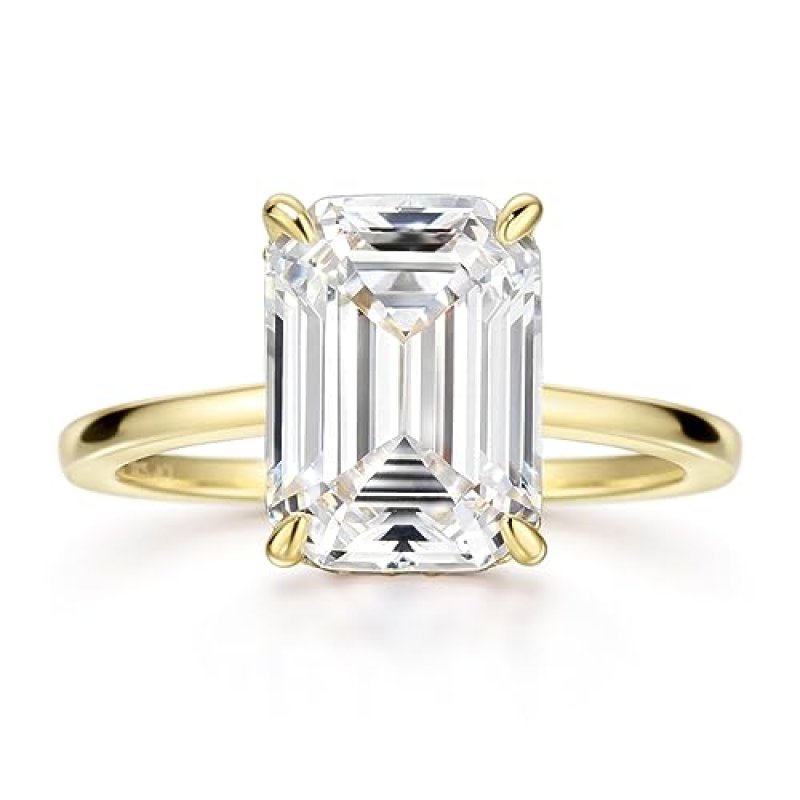 Michooyel 18K Gold Plated 4ct Emerald Cut Cubic…