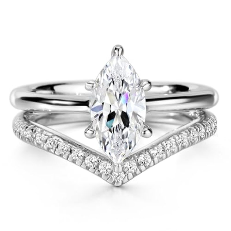 Michooyel S925 1.5ct Marquise Cut 2in1 Engagement…