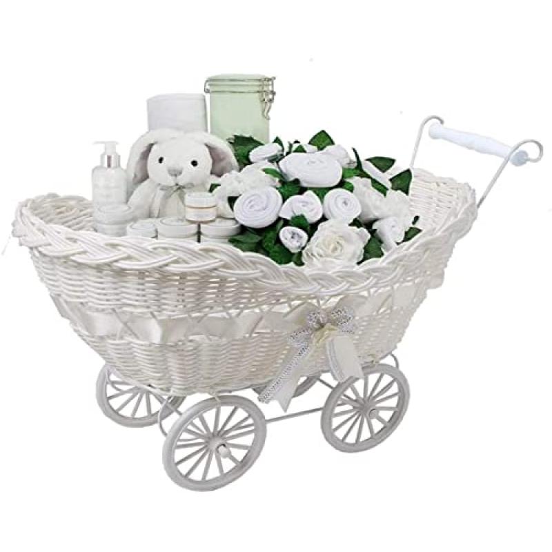 Wicker Baby Pram Hamper