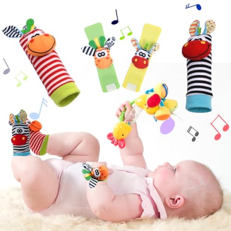 Vicloon Baby Rattle Socks and Wrist Rattles Set