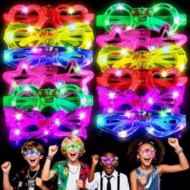 SCIONE Kids Light Up Glasses, 12 Pack LED Party…