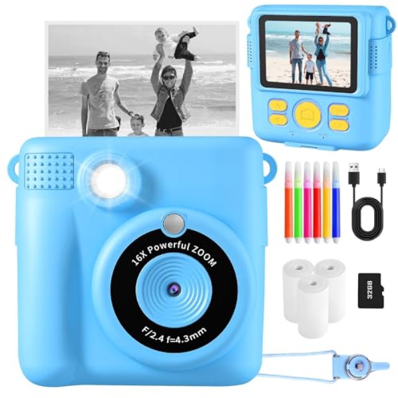 CHRERNA Kids Instant Print Camera