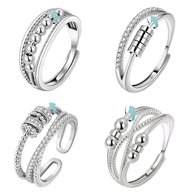 Hifot Anxiety Spinner Ring, Stress Relief Adjustable