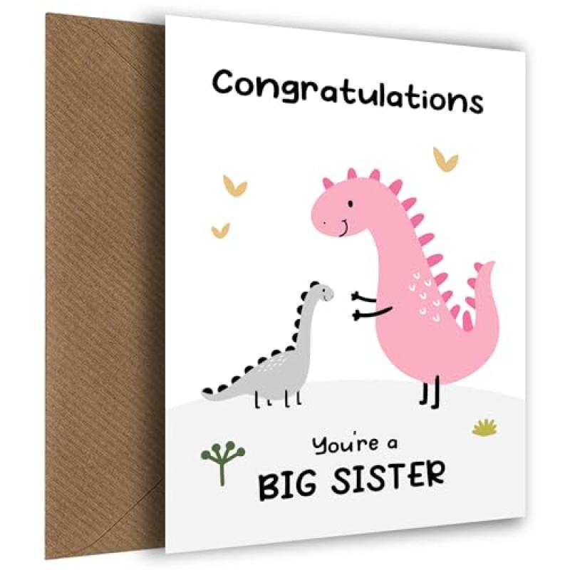Big Sister Dinosaur Greetings Card