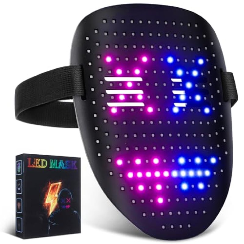 LED Light Up Face Mask, Rechargeable LED Mask…