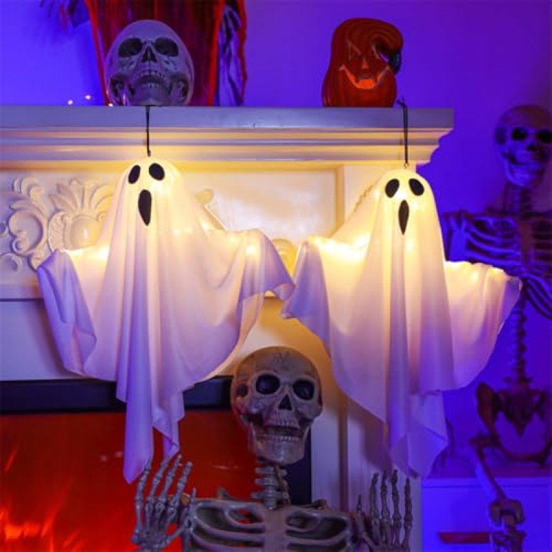 Lighted Halloween Ghosts, 2-Pack