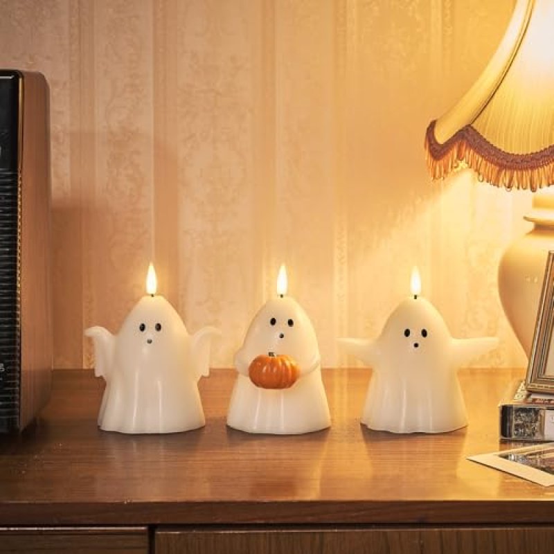 Lights4fun Ghost Pillar Candles