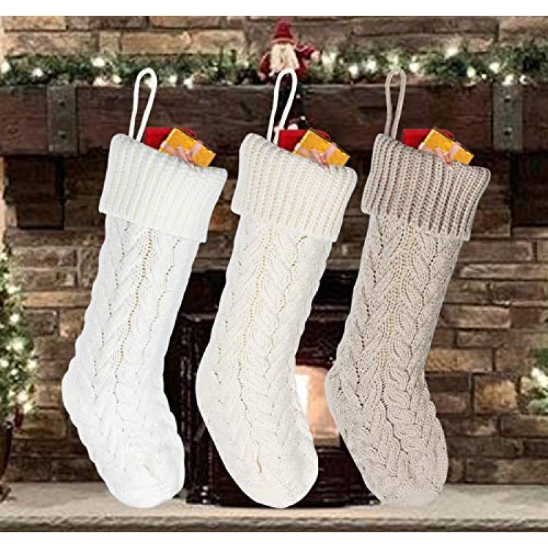 ilauke Knit Christmas Stockings 3 Pack, 18 inch…