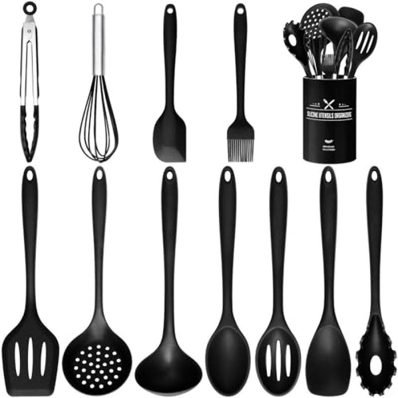 Silicone Kitchen Utensils Set - 12pcs Cooking…