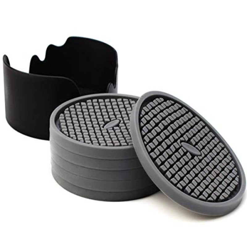 Silicone Drink Coasters Set with Holder