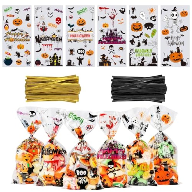 OWill 120 Pcs Halloween Sweet Bags,Treat Gift…