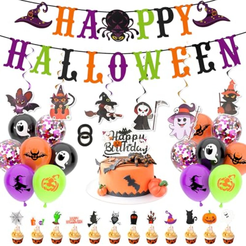 OWill Happy Halloween Banner and Balloons for…