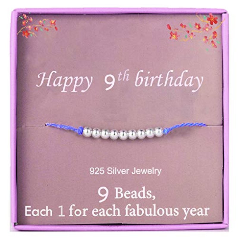 Silver Beads Bracelet Birthday Gift for 9-Year-Old