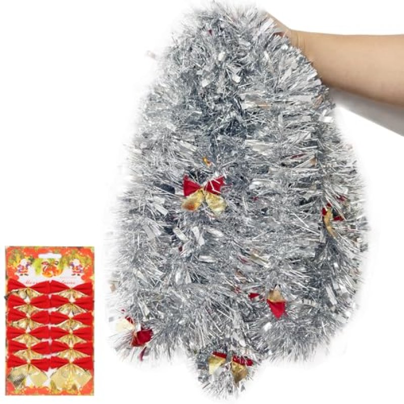 AMLOOPH Silver Tinsel Garland