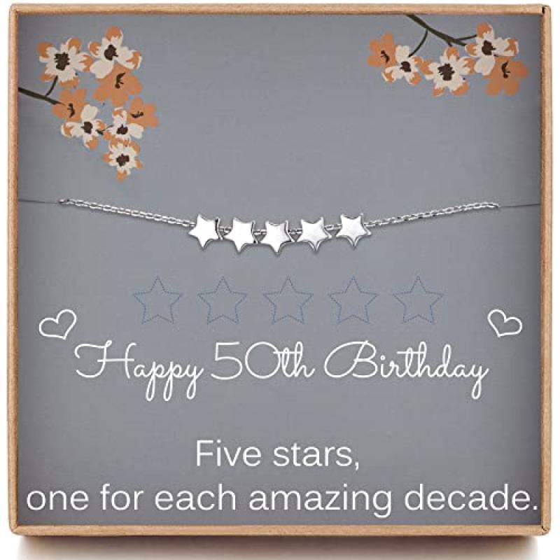 Silver Five Star Bracelet for 50th Birthday