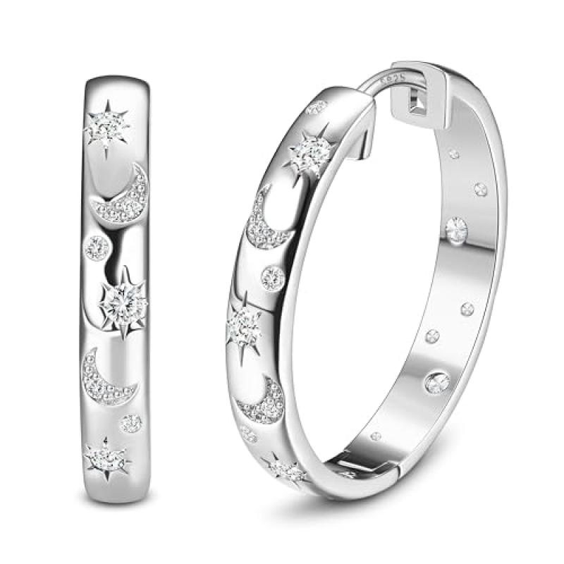 MILACOLATO Silver Hoop Earrings Set