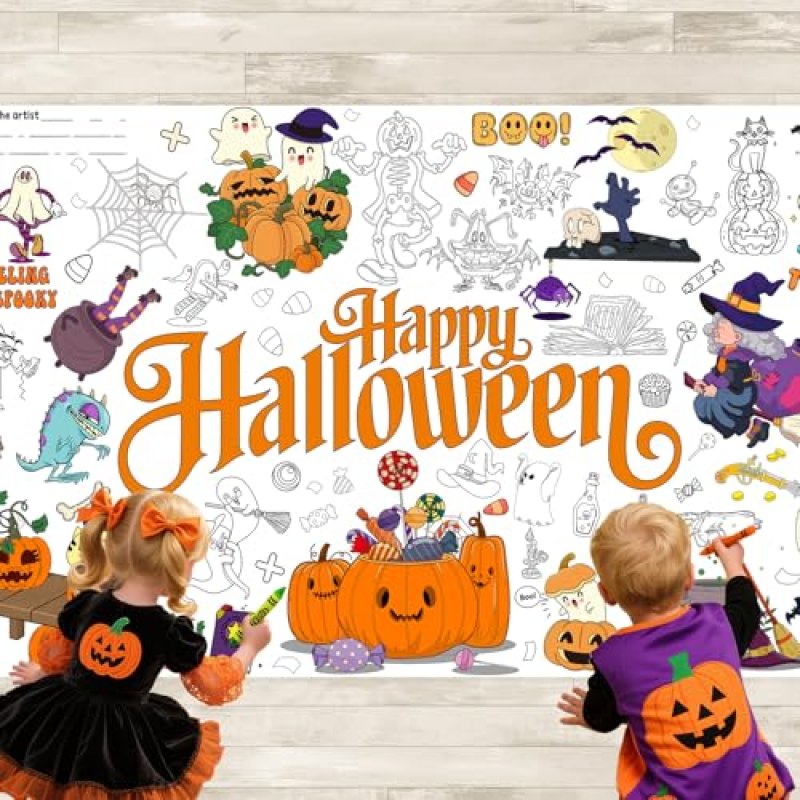 AinDen Halloween Giant Colouring Table Cover…