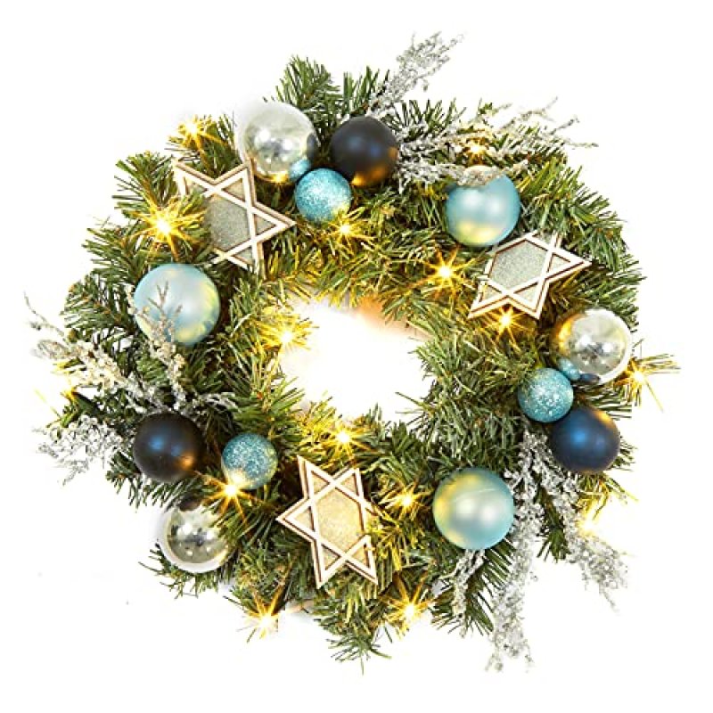 LinTimes 18 In Pre-lit Christmas Wreath for Front…