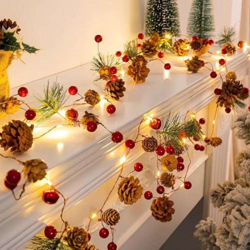 LED Pine Cone Garland