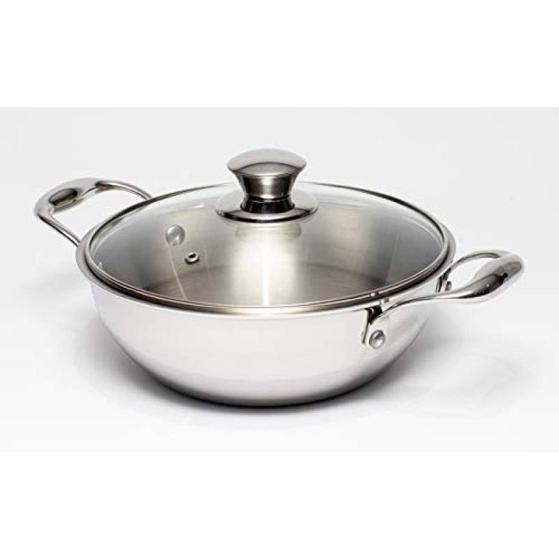 Zinel 5036 Tri-Ply Wok with Glass Lid, 4.3L-26cm,…