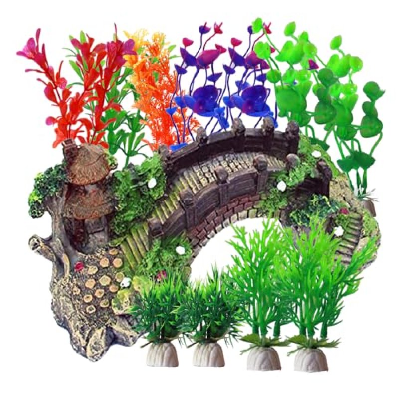Kingrun Aquarium Ornament Plants with Resin Arch…