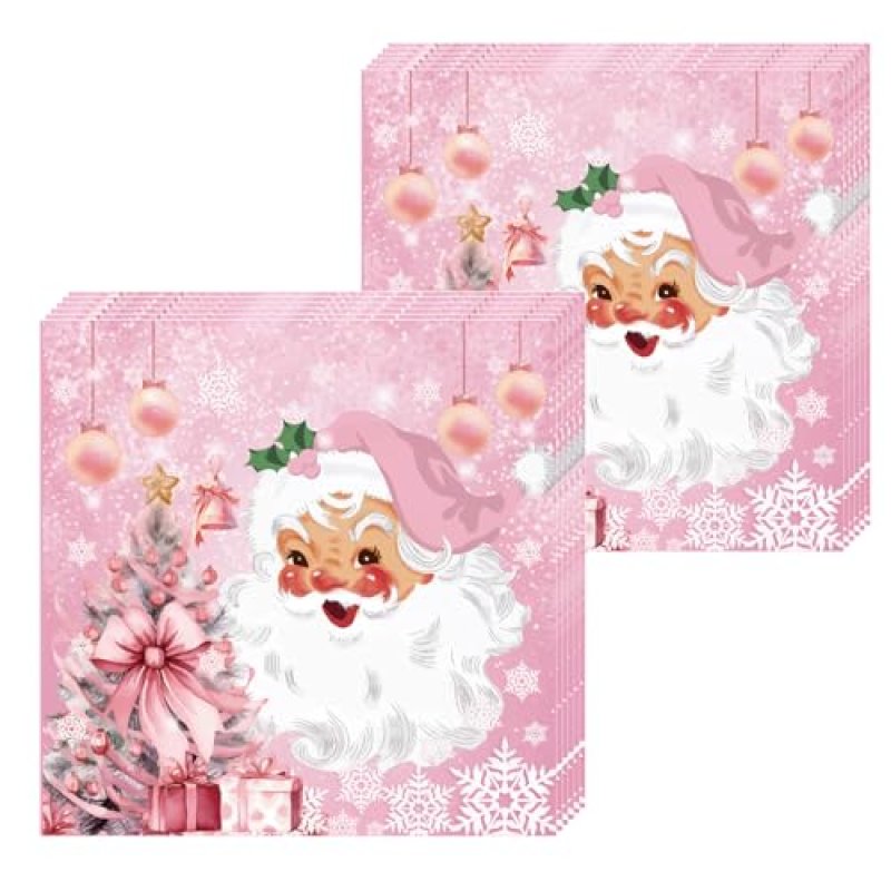 Pink Santa Christmas Napkins
