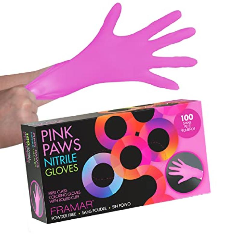 FRAMAR Pink Nitrile Disposable Gloves