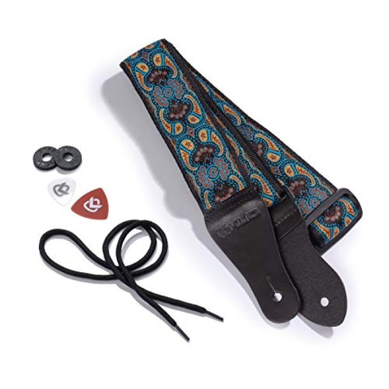 KLIQ Vintage Woven Guitar Strap with Free Accessories