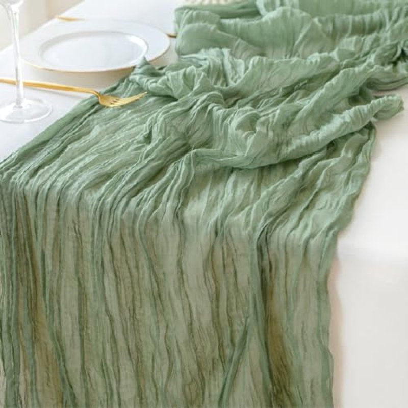 Sioloc 1 Pack Sage Green Cheesecloth Table Runner…