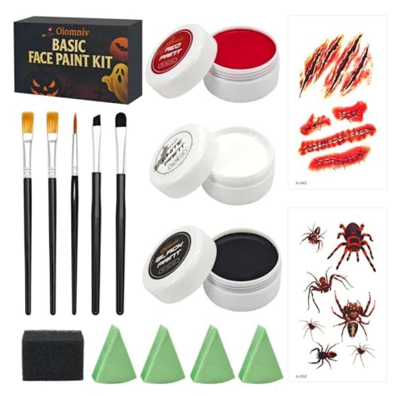 Oiomniv 15PCS Halloween Black White Red Face Body…