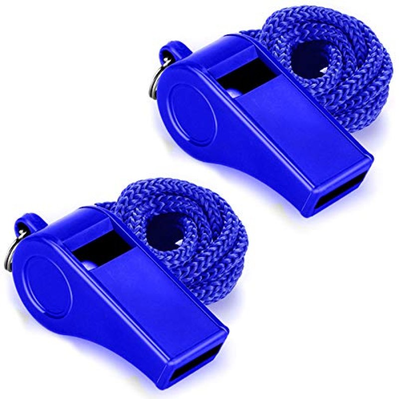 Hipat Whistle with Lanyard, 2 Packs Blue Plastic…
