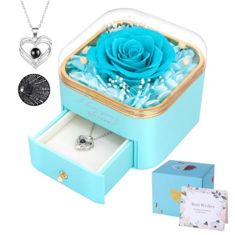 Firestyle Real Rose with I Love You Necklace