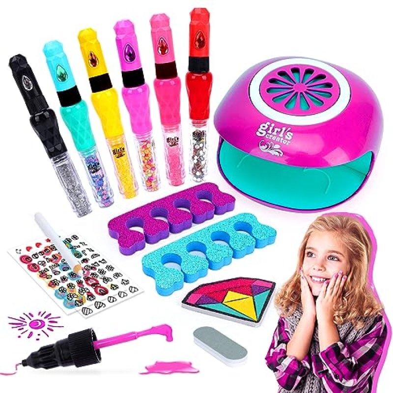 Girls Nail Art Kit with Makeup Studio