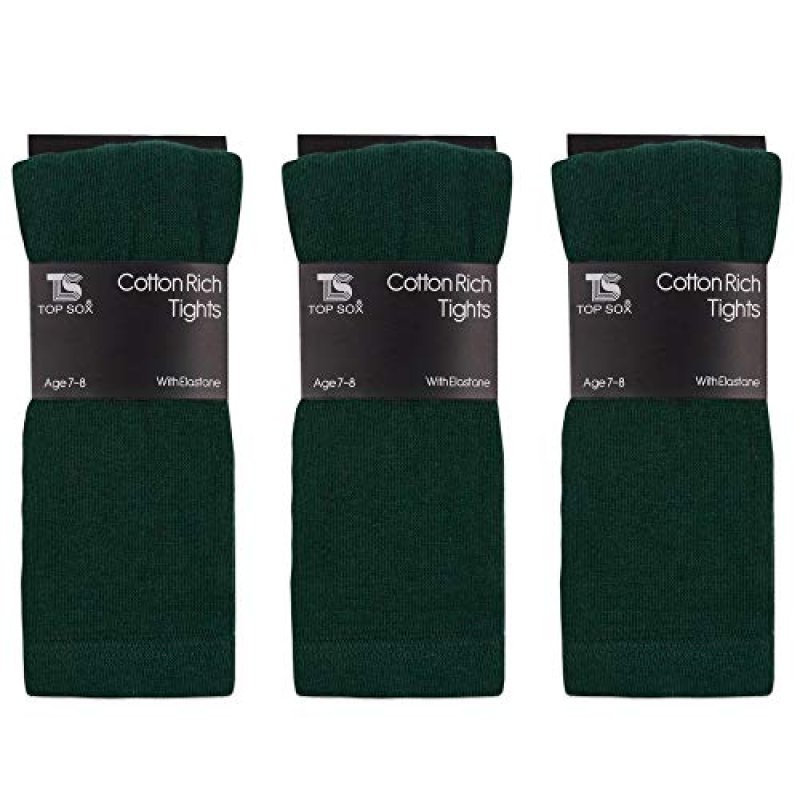 Girls Childrens 3 Pairs Plain Tights Back To…