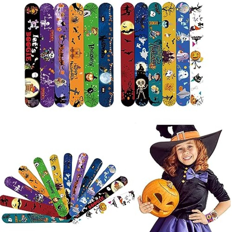 Aisszhao 24 Pcs Halloween Slap Bands for Kids…