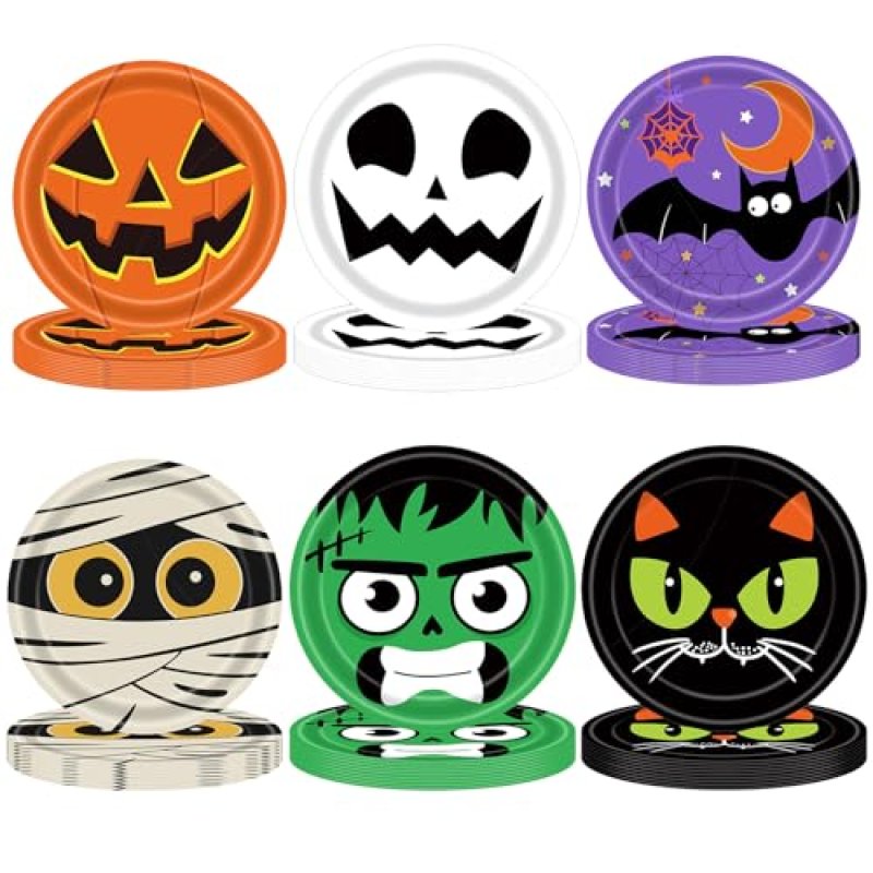 Aisszhao 60P Halloween Paper Plates 7inch Paper…