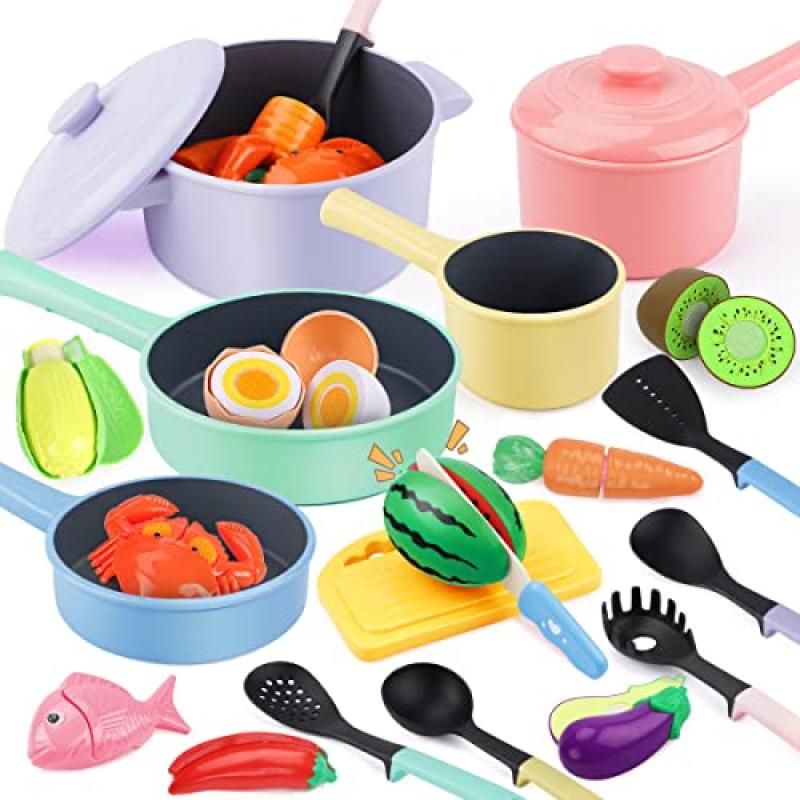 GILOBABY Kitchen Pretend Toy & Cookware Set