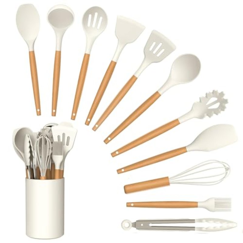 Kitchen Utensil Set, 12 PCS Silicone Cooking…