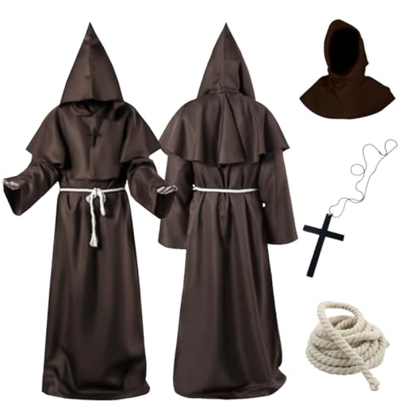 Kitimi Monk Costume Adult, Hooded Monk Robe…