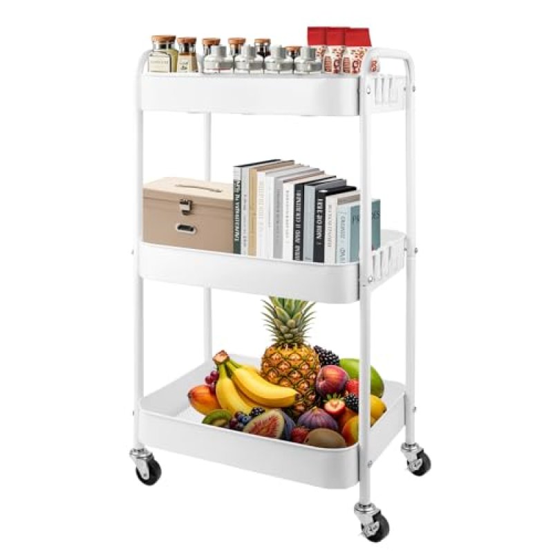 Viuxule Storage Cart, 3 Tier Metal Trolley Cart…