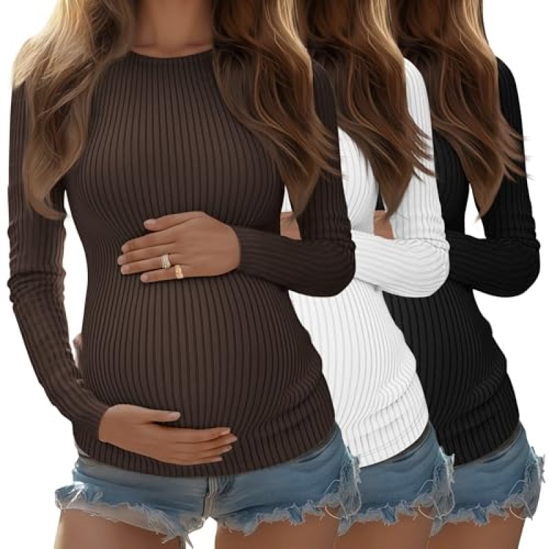 Riyiper 3 Pack Women's Maternity Shirts Long…