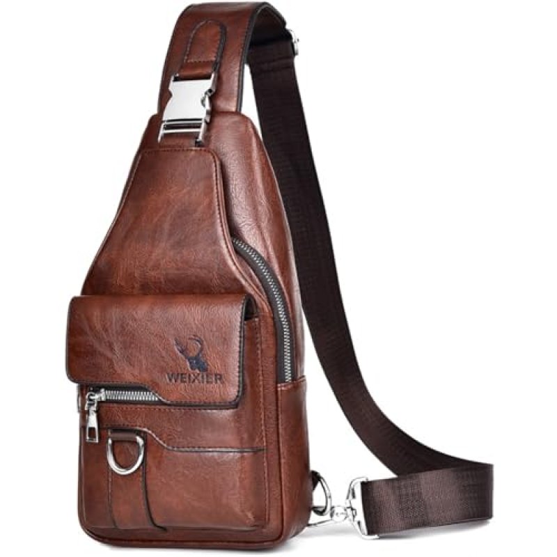 Hjkiopc Leather Sling Bag