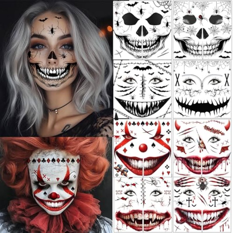 Skeleton Face Tattoo Stickers