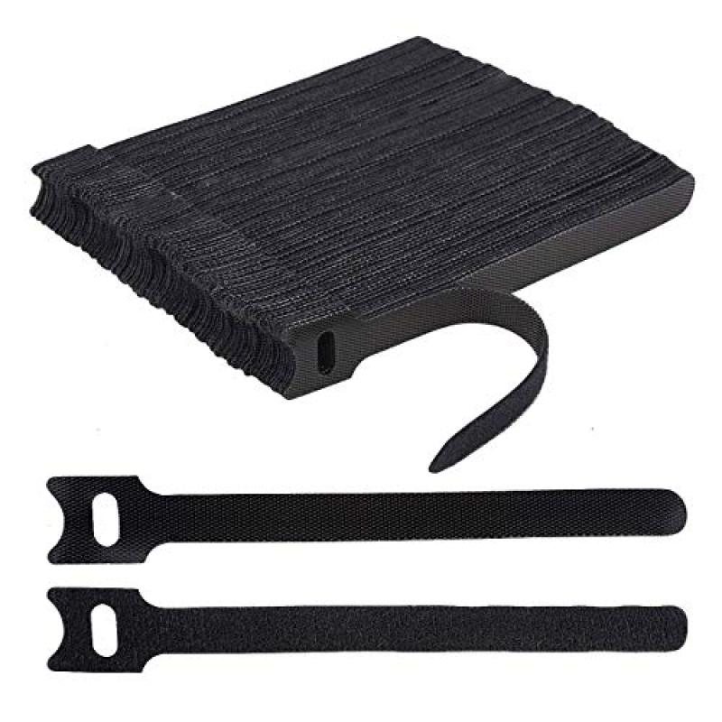 Black Cable Straps with Hook and Loop