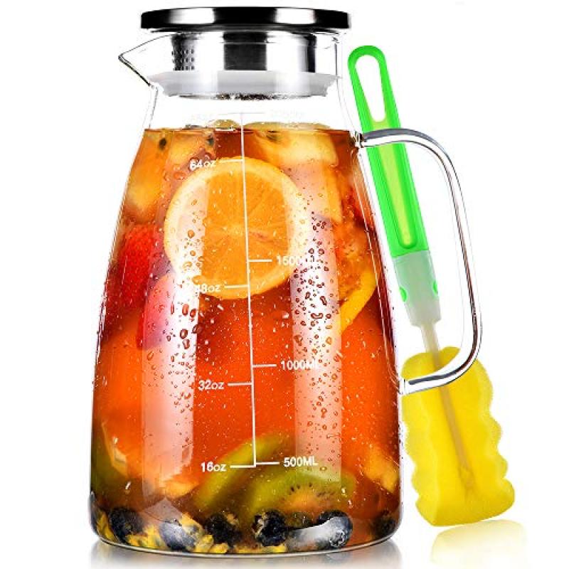 Glass Water Jug with Stainless Steel Lid