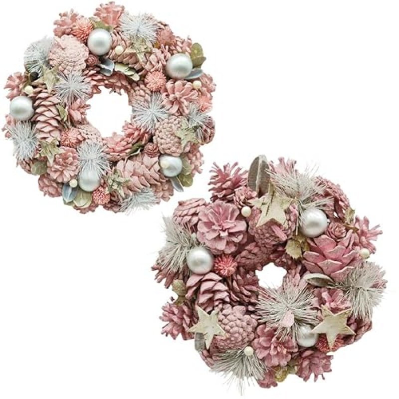 URBNLIVING Classic Christmas Wreath – Pinecones &…