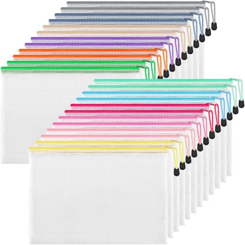 HEETA Plastic Zip Wallets A4, 24 Pack