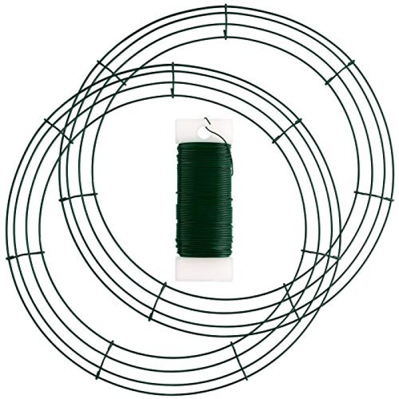 Elcoho 2 Pack Wreath Frames with Green Flexible…
