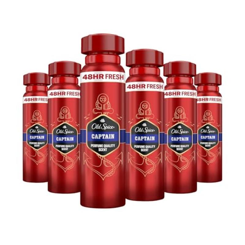 Old Spice Captain Deodorant Body Spray x6